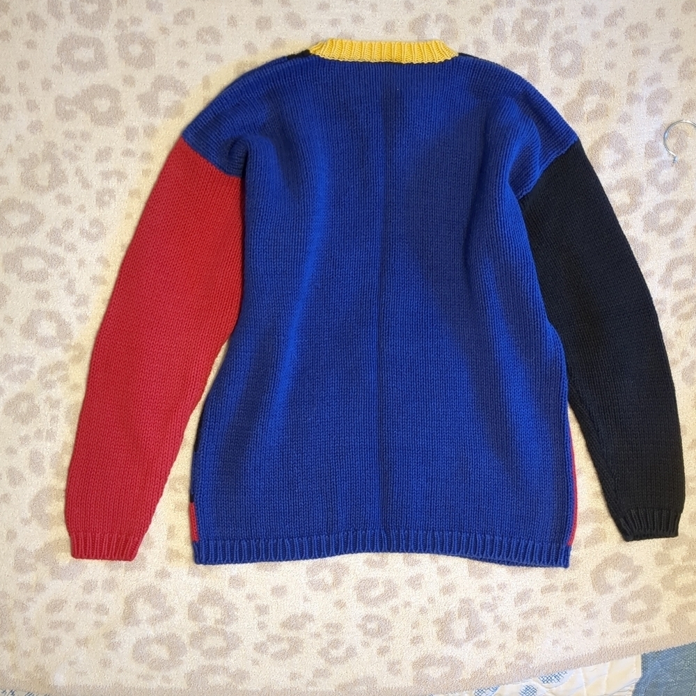 Vintage Mickey Mouse Disney Official Sweater Colorblock 90s Cotton Medium - Picture 2 of 5